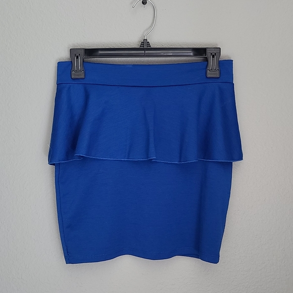3 for $25 Two size small Y2K Mini Skirts Blue Peplum Black & White Stripes - Picture 2 of 6